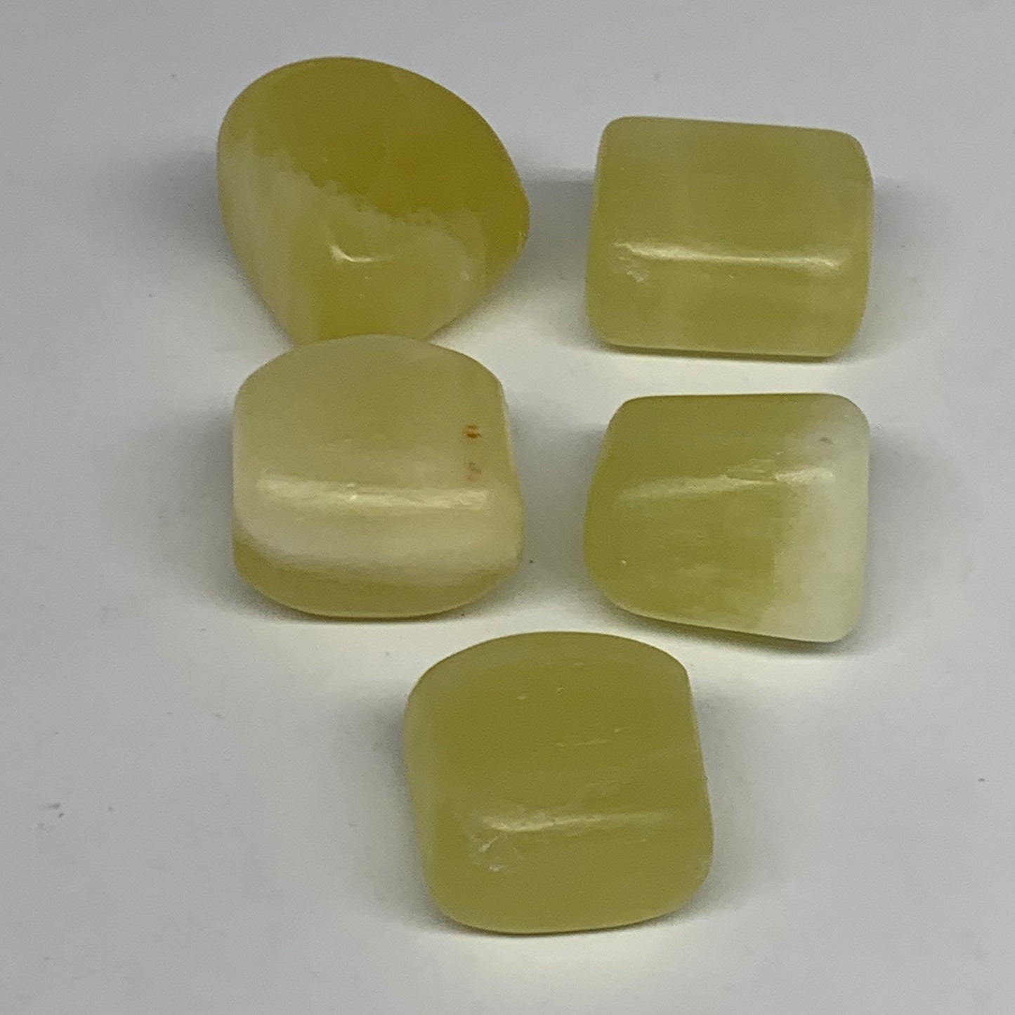 148.1g, 0.9"-1.2", 5pcs, Natural Lemon Calcite Tumbled Stones @Afghanistan, B267