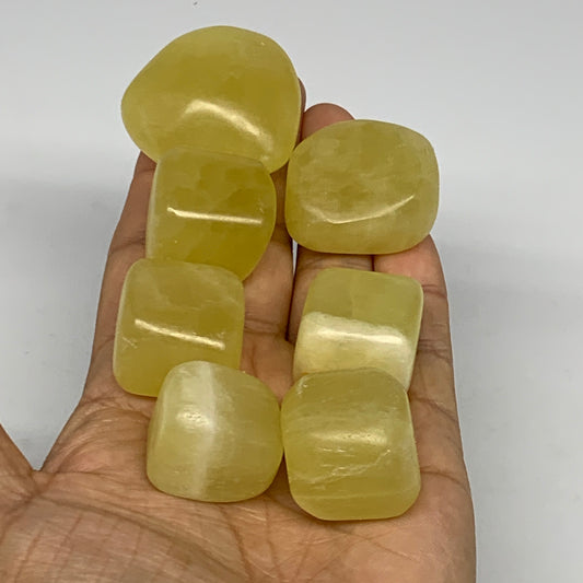 231.8g, 0.9"-1.5", 7pcs, Natural Lemon Calcite Tumbled Stones @Afghanistan, B267
