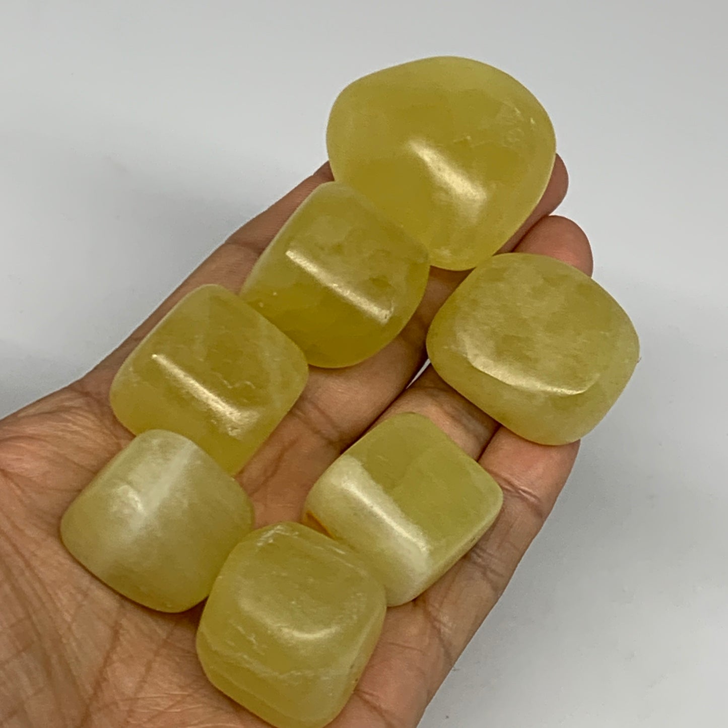 231.8g, 0.9"-1.5", 7pcs, Natural Lemon Calcite Tumbled Stones @Afghanistan, B267
