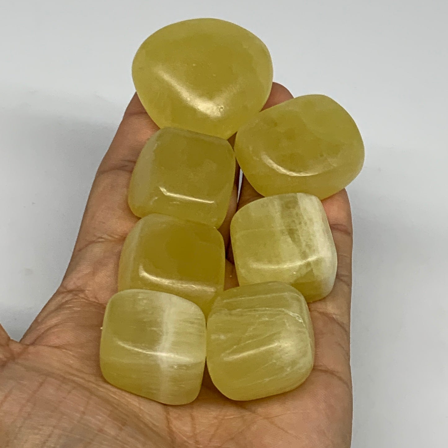 231.8g, 0.9"-1.5", 7pcs, Natural Lemon Calcite Tumbled Stones @Afghanistan, B267