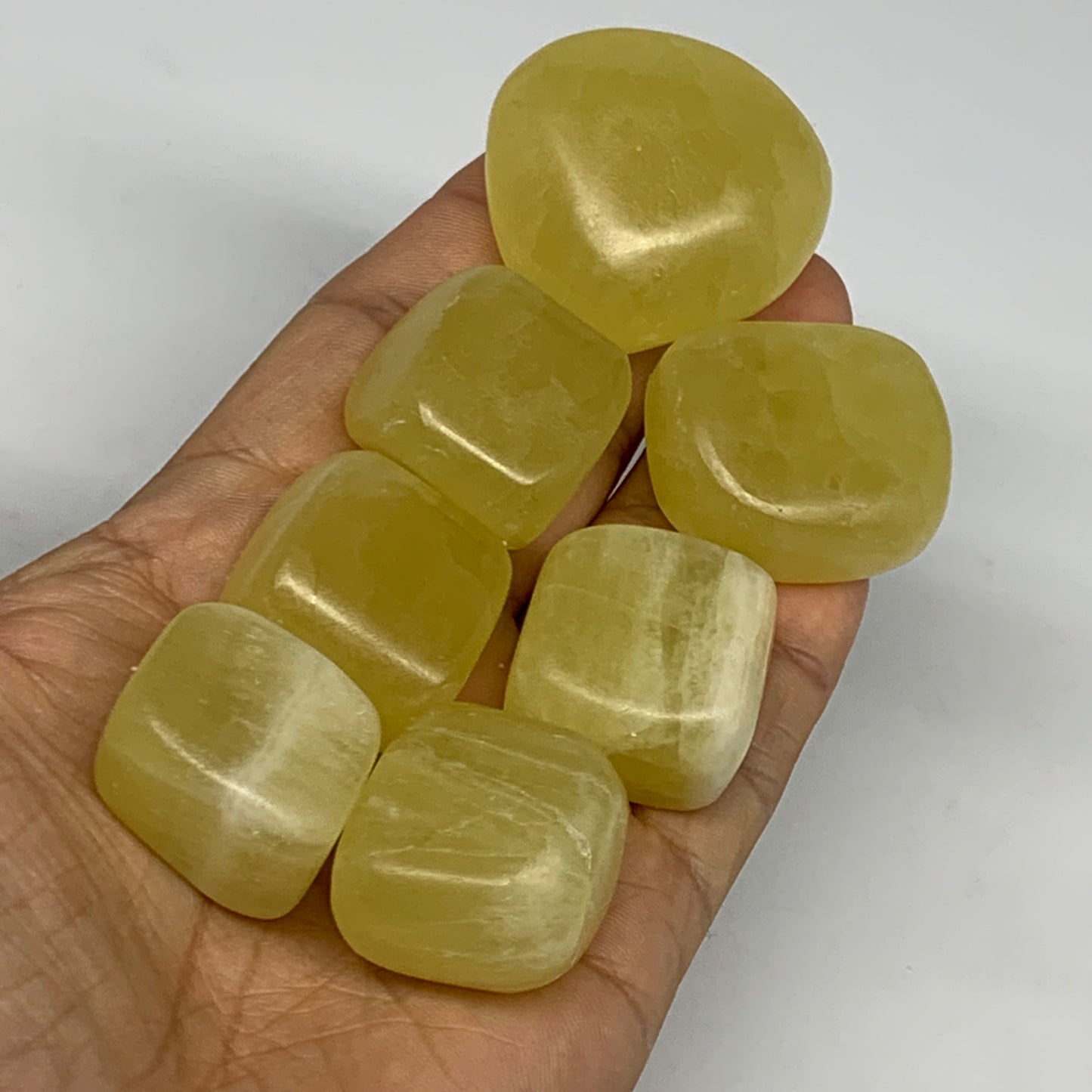 231.8g, 0.9"-1.5", 7pcs, Natural Lemon Calcite Tumbled Stones @Afghanistan, B267