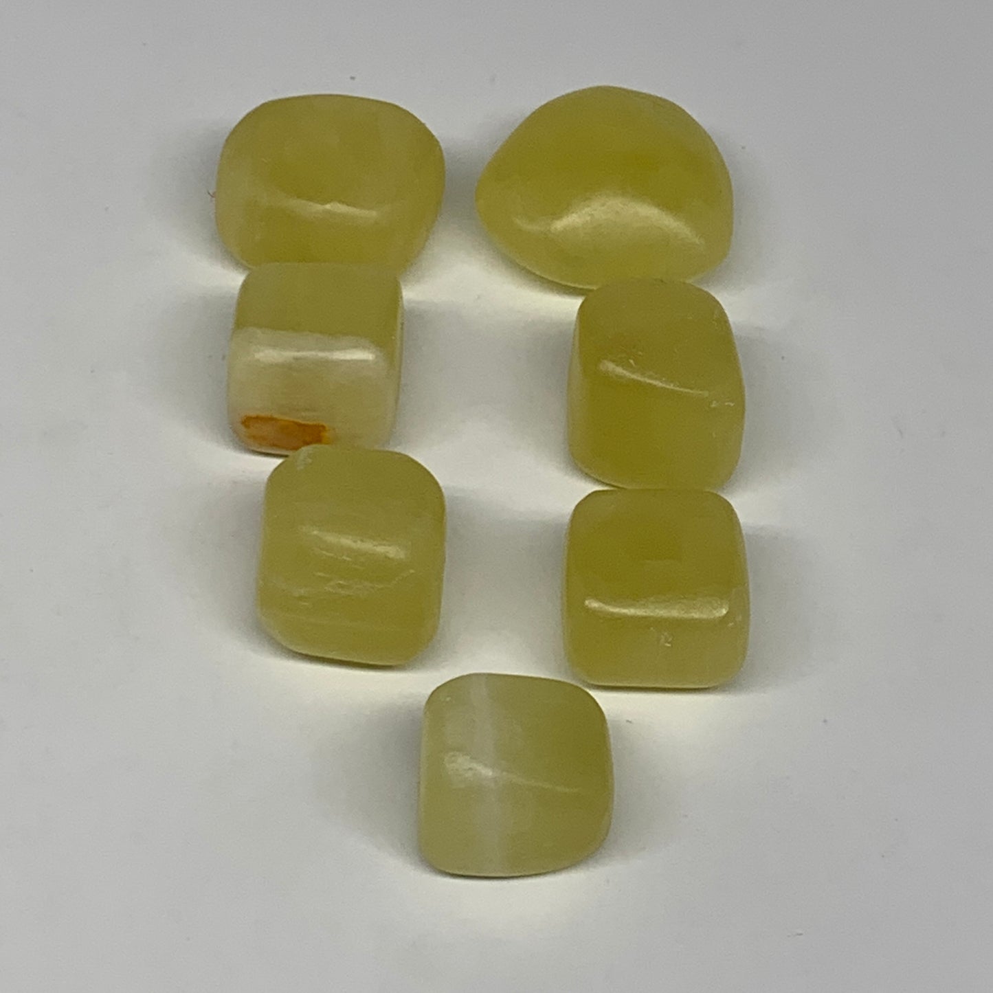 231.8g, 0.9"-1.5", 7pcs, Natural Lemon Calcite Tumbled Stones @Afghanistan, B267