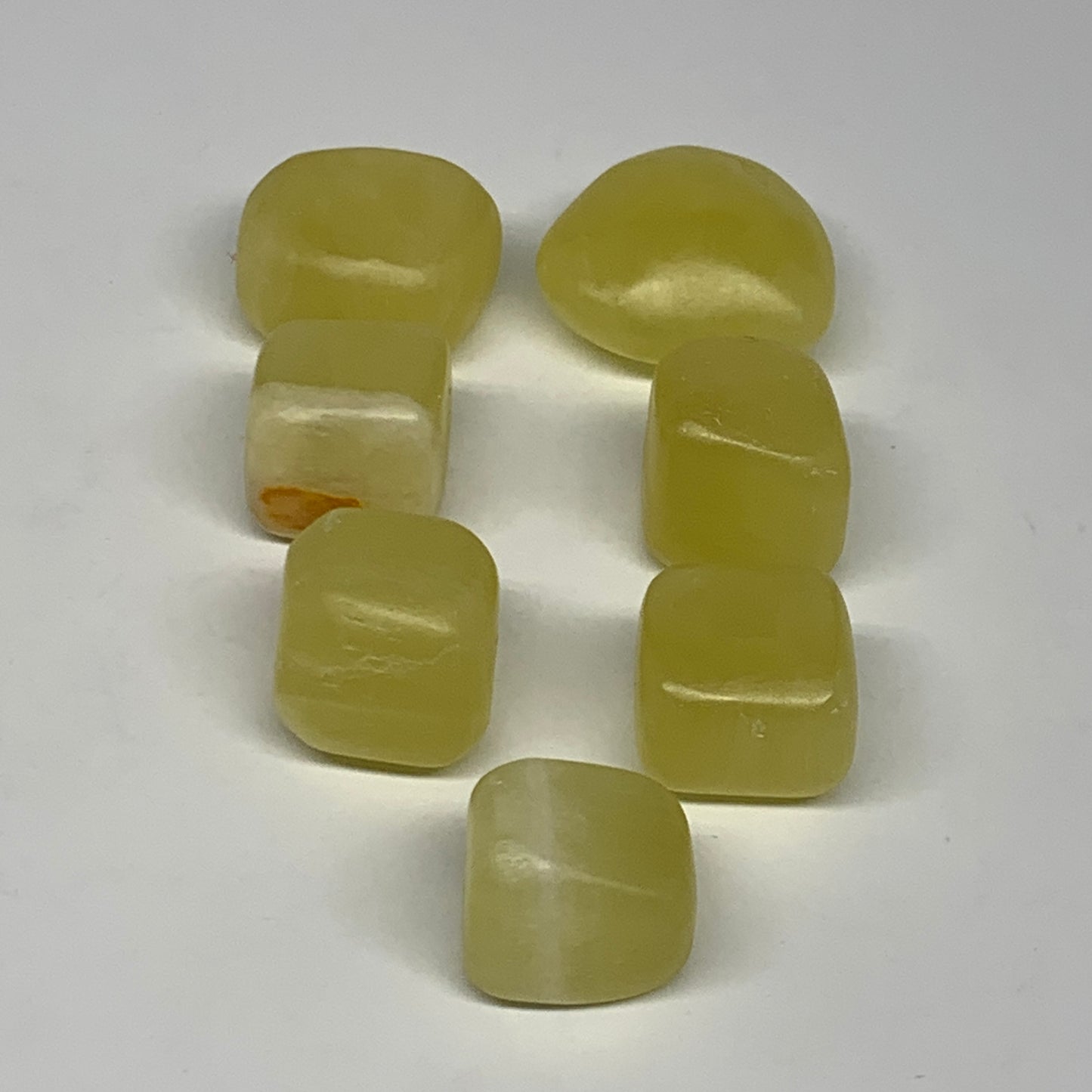 231.8g, 0.9"-1.5", 7pcs, Natural Lemon Calcite Tumbled Stones @Afghanistan, B267