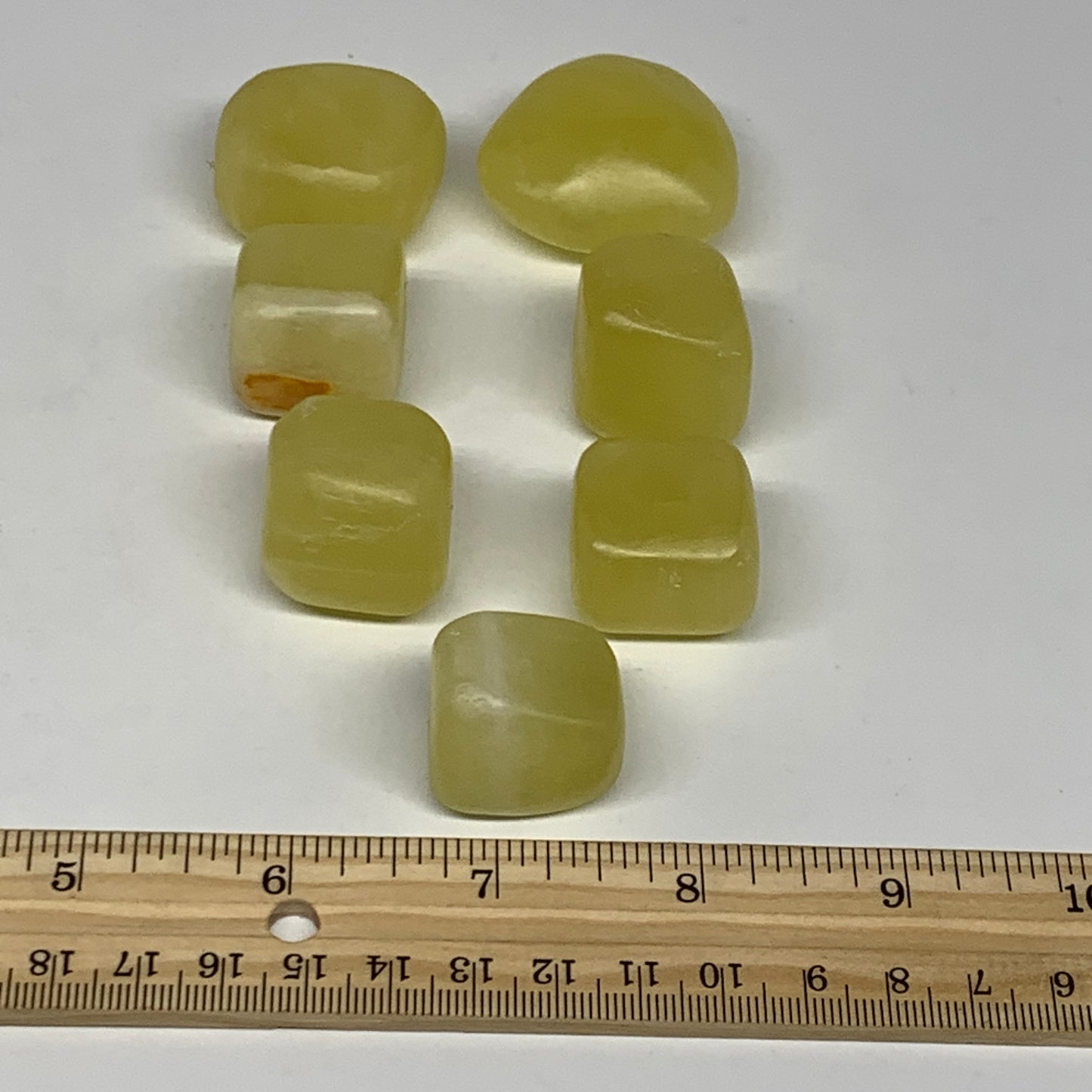 231.8g, 0.9"-1.5", 7pcs, Natural Lemon Calcite Tumbled Stones @Afghanistan, B267