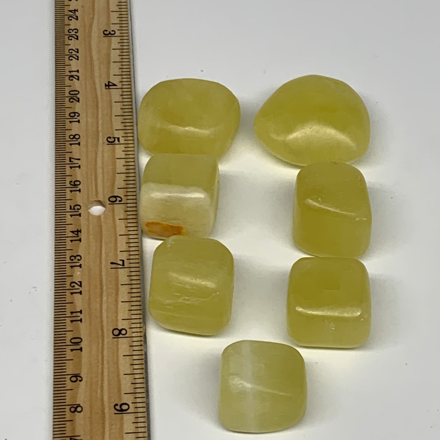 231.8g, 0.9"-1.5", 7pcs, Natural Lemon Calcite Tumbled Stones @Afghanistan, B267