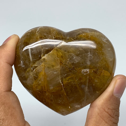 159.9g,2.3"x2.6"x1.1" Natural Orange Quartz Heart Crystal Reiki Energy,B3440