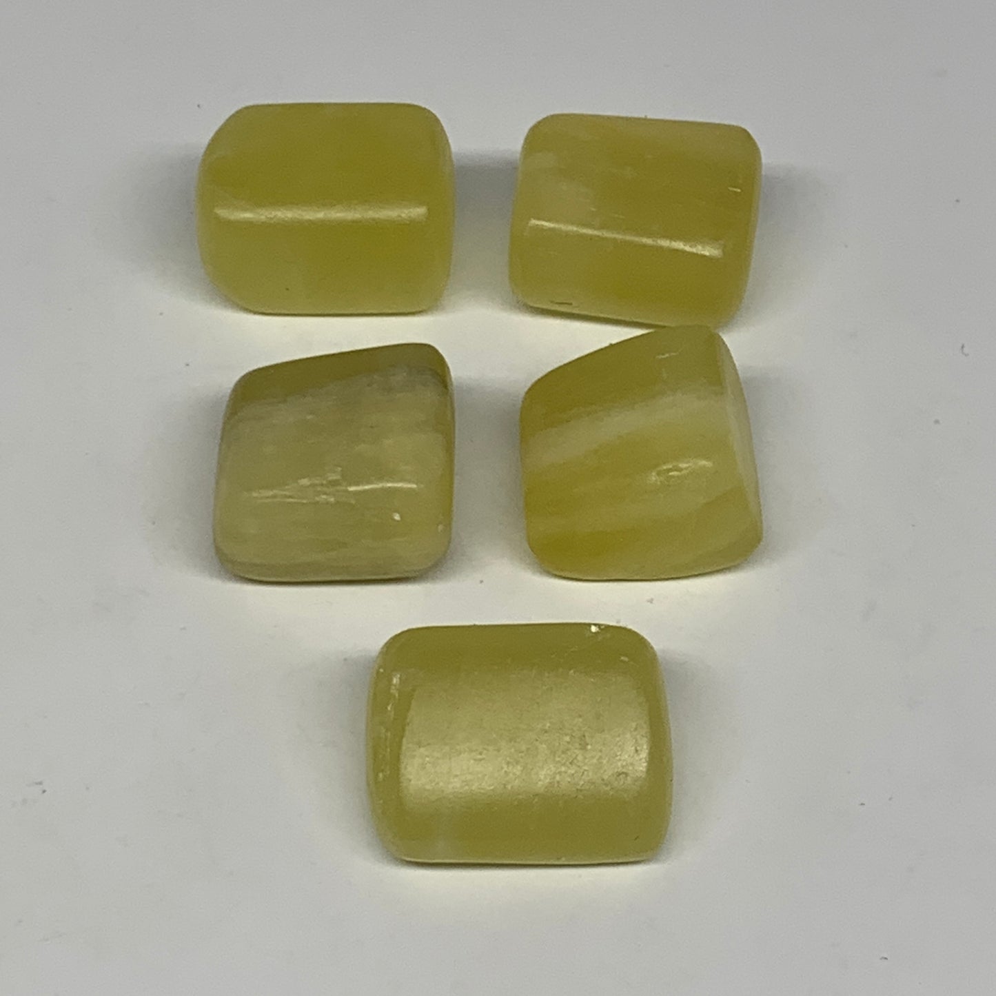 140.8g, 1"-1.2", 5pcs, Natural Lemon Calcite Tumbled Stones @Afghanistan, B26766