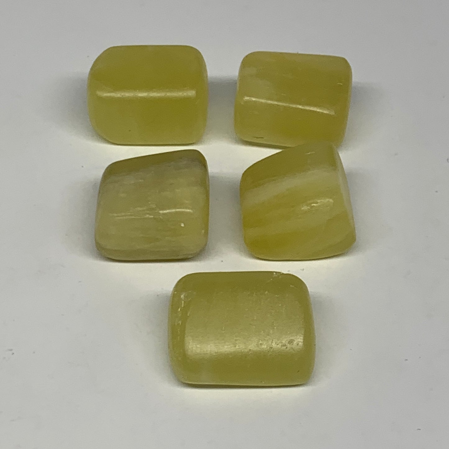 140.8g, 1"-1.2", 5pcs, Natural Lemon Calcite Tumbled Stones @Afghanistan, B26766