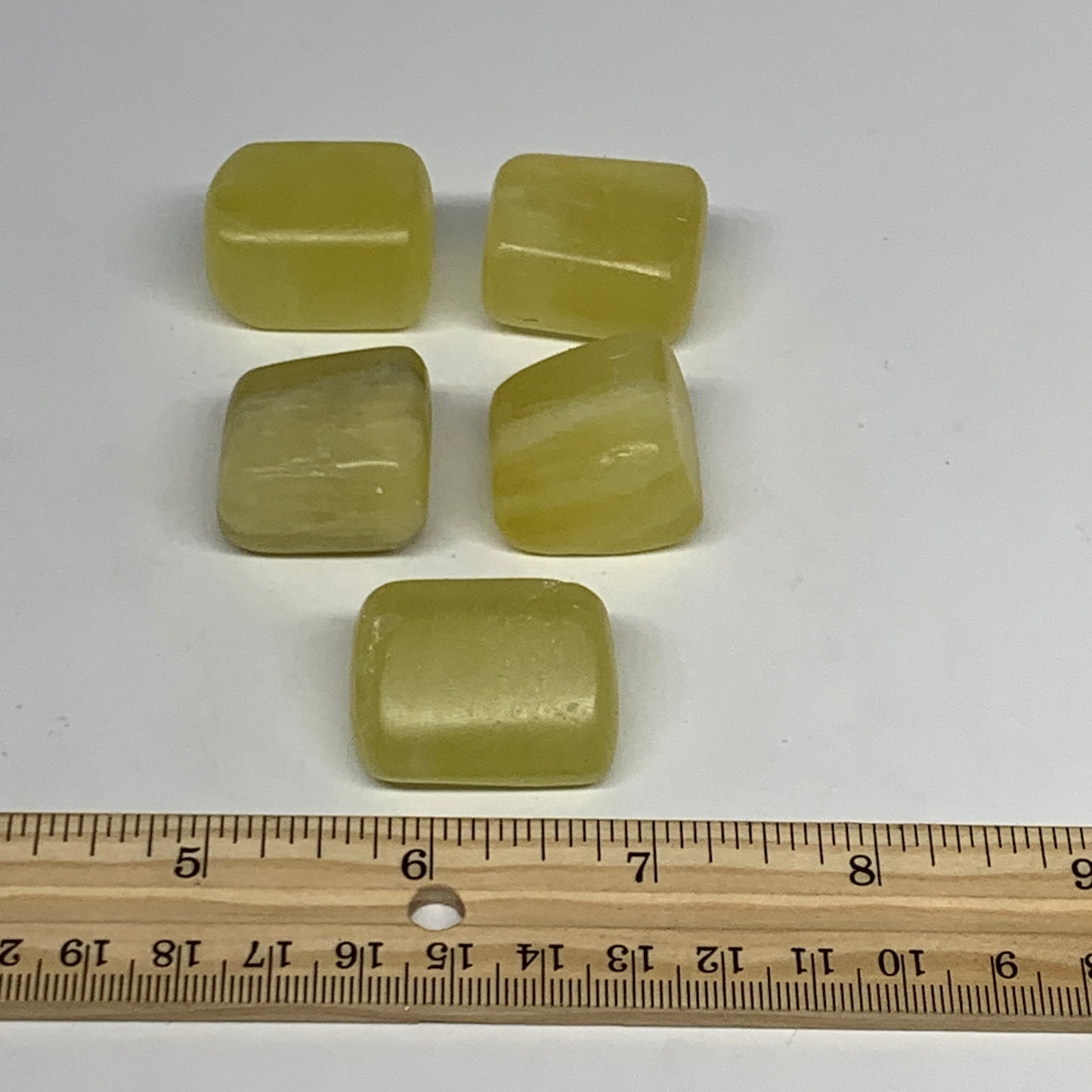 140.8g, 1"-1.2", 5pcs, Natural Lemon Calcite Tumbled Stones @Afghanistan, B26766