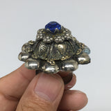 1.6"Antique Tribal Turkmen Kuchi Ring Round Blue Glass Plastic Boho,8.5,TR215