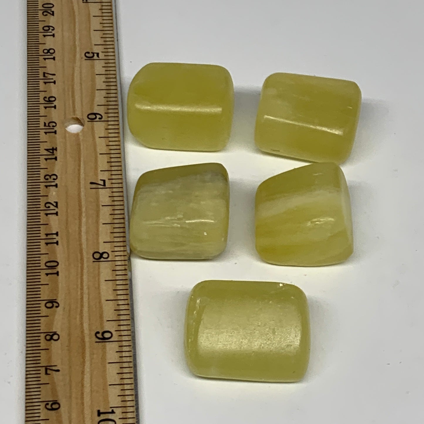 140.8g, 1"-1.2", 5pcs, Natural Lemon Calcite Tumbled Stones @Afghanistan, B26766