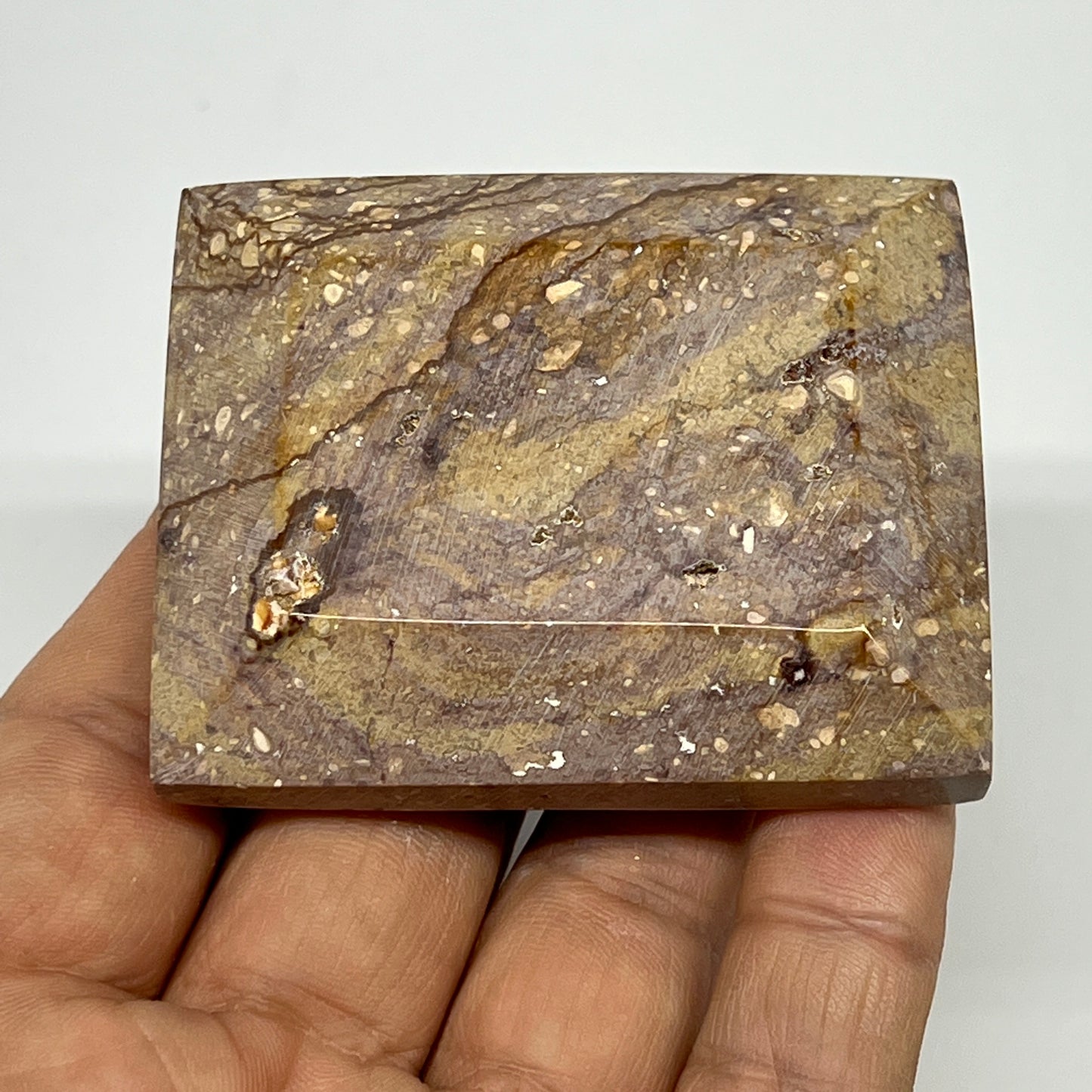 106.1g, 2.3"x1.9"x0.7" Picture Jasper Rectangular Gemstone Home Decor, B20181
