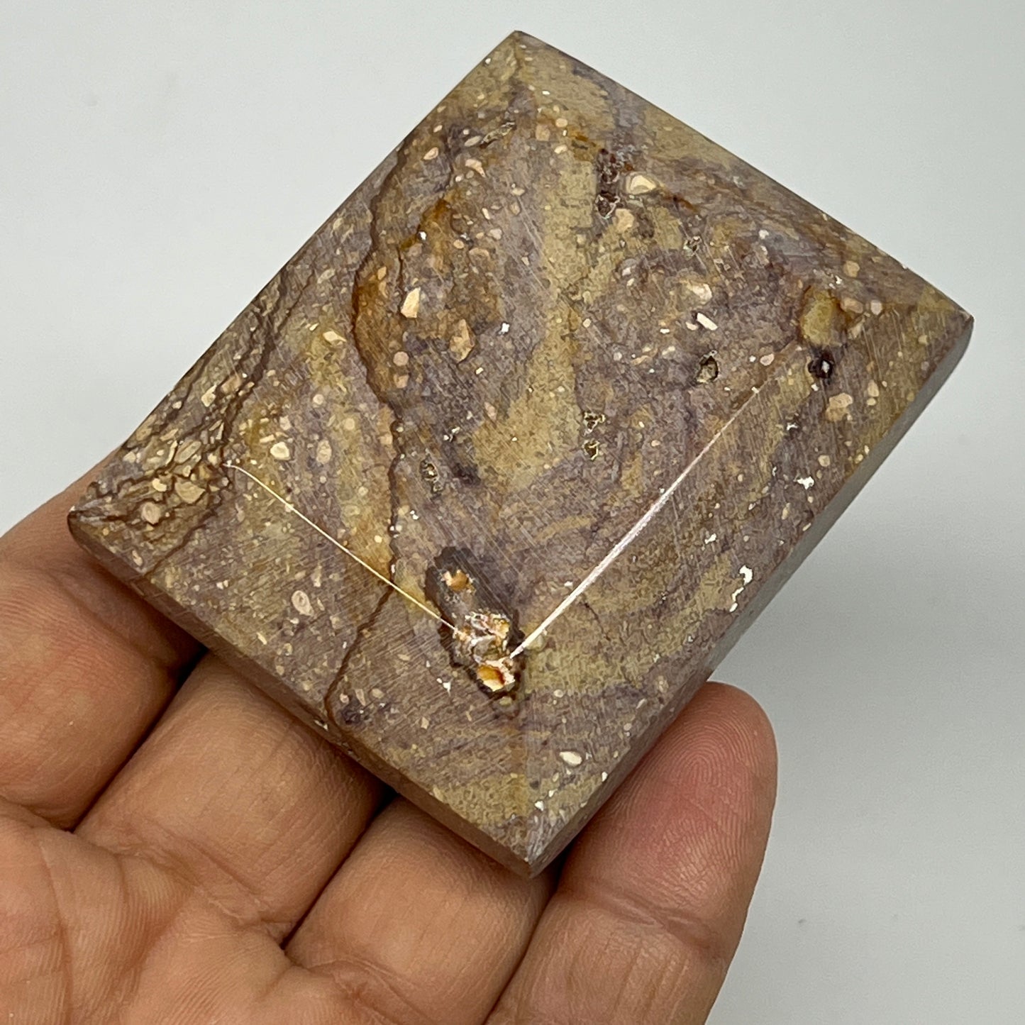 106.1g, 2.3"x1.9"x0.7" Picture Jasper Rectangular Gemstone Home Decor, B20181