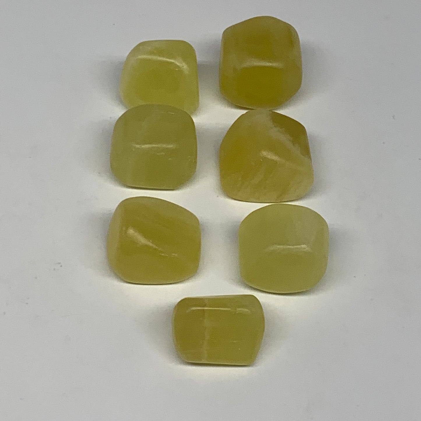166.9g, 0.9"-1", 7pcs, Natural Lemon Calcite Tumbled Stones @Afghanistan, B26767
