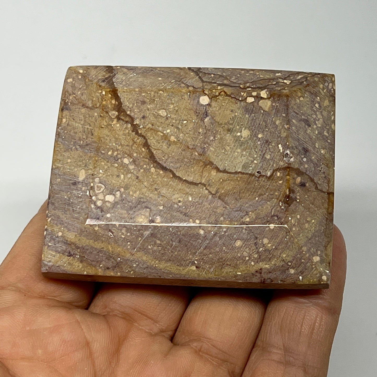 106.1g, 2.3"x1.9"x0.7" Picture Jasper Rectangular Gemstone Home Decor, B20181