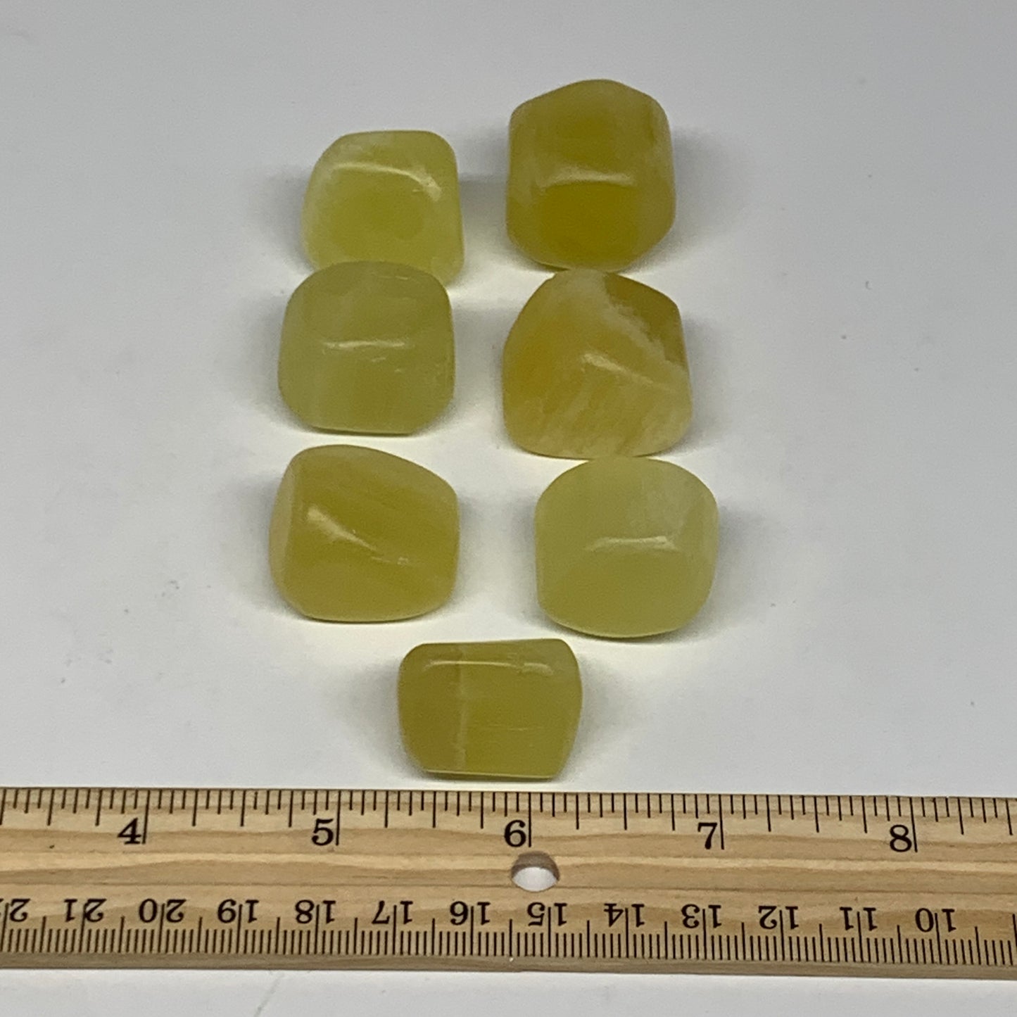 166.9g, 0.9"-1", 7pcs, Natural Lemon Calcite Tumbled Stones @Afghanistan, B26767