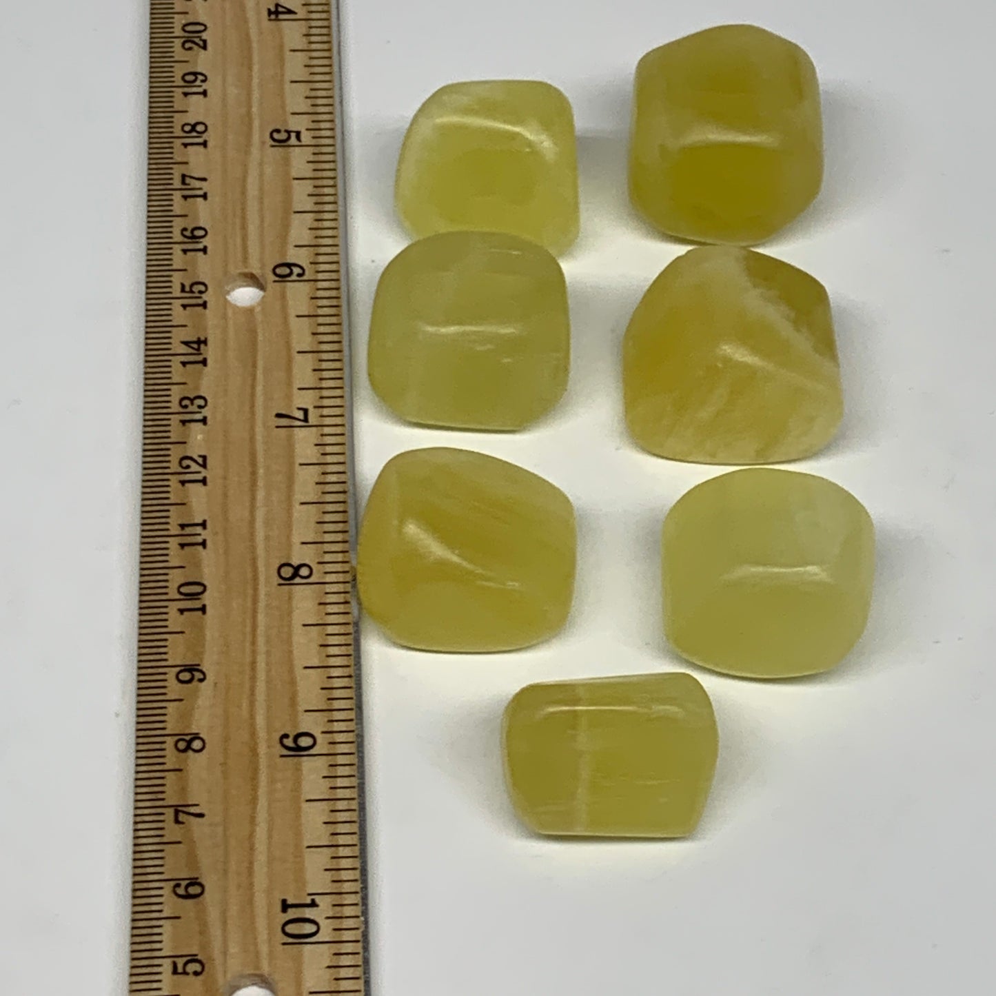 166.9g, 0.9"-1", 7pcs, Natural Lemon Calcite Tumbled Stones @Afghanistan, B26767