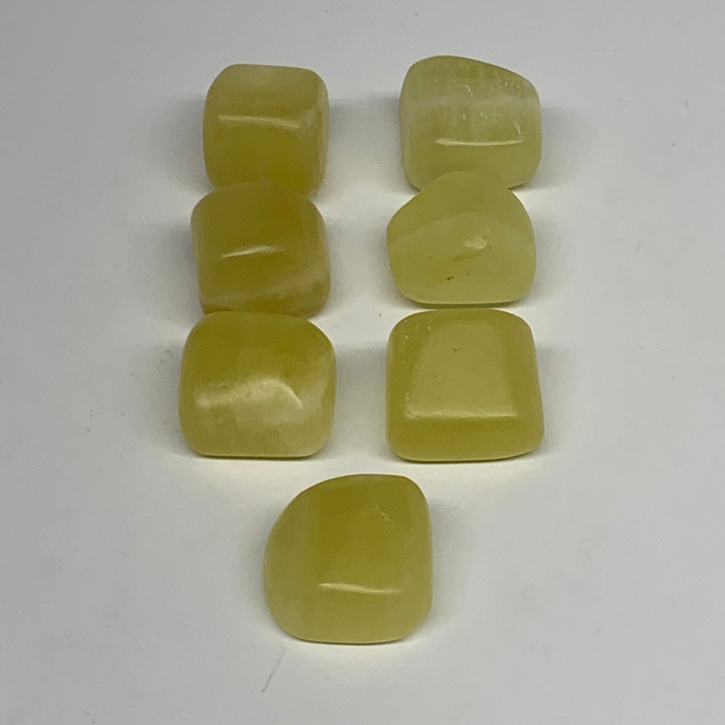 183.4g, 0.9"-1.1", 7pcs, Natural Lemon Calcite Tumbled Stones @Afghanistan, B267