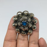 1.6"Antique Tribal Turkmen Kuchi Ring Round Blue Glass Plastic Boho,8,TR217