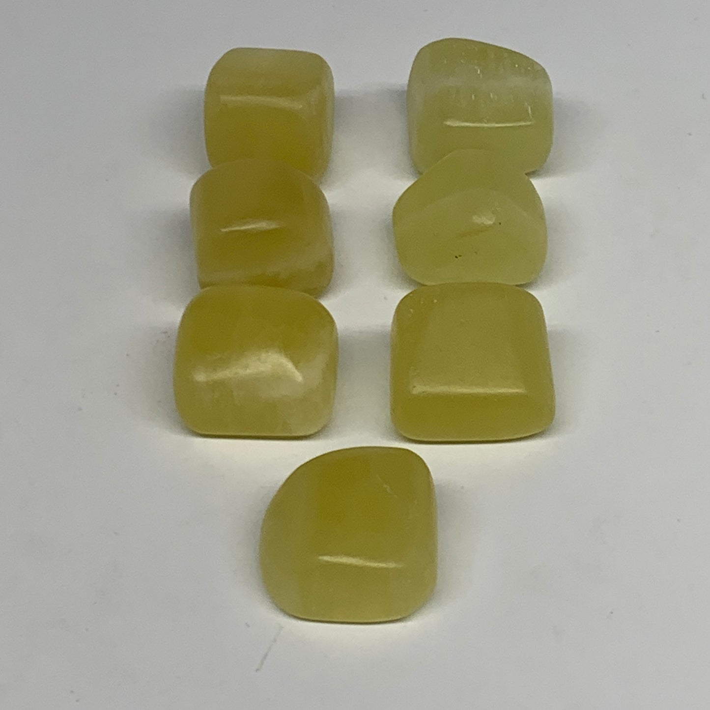 183.4g, 0.9"-1.1", 7pcs, Natural Lemon Calcite Tumbled Stones @Afghanistan, B267
