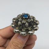 1.6"Antique Tribal Turkmen Kuchi Ring Round Blue Glass Plastic Boho,8,TR217
