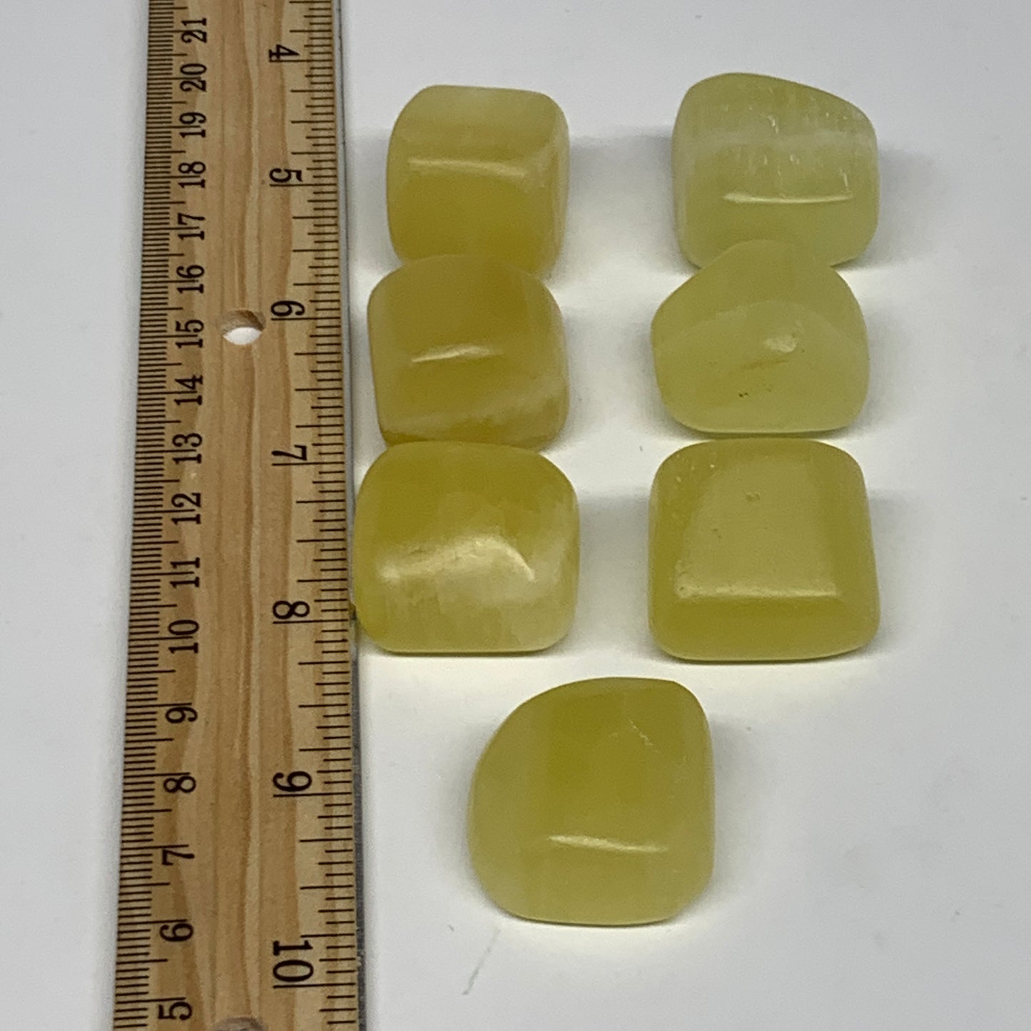 183.4g, 0.9"-1.1", 7pcs, Natural Lemon Calcite Tumbled Stones @Afghanistan, B267