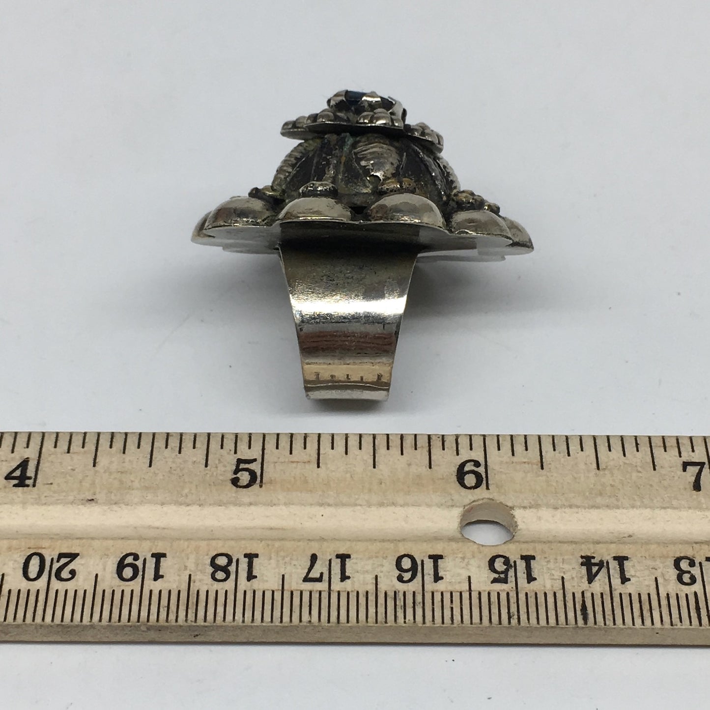 1.6"Antique Tribal Turkmen Kuchi Ring Round Blue Glass Plastic Boho,8,TR217