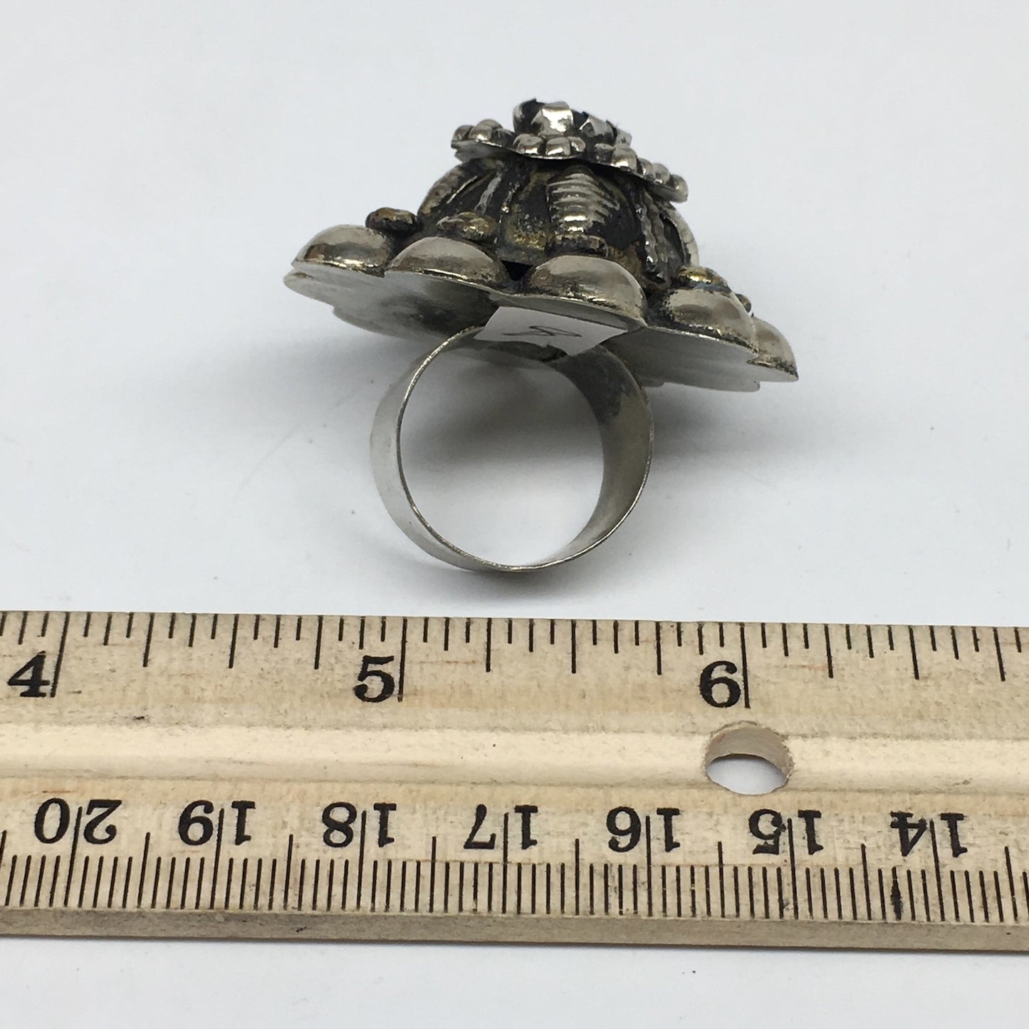 1.6"Antique Tribal Turkmen Kuchi Ring Round Blue Glass Plastic Boho,8,TR217