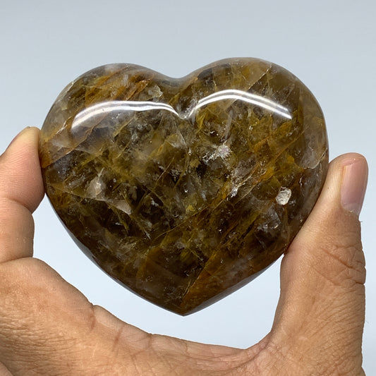 200.4g,2.4"x2.8"x1.2" Natural Orange Quartz Heart Crystal Reiki Energy,B3442