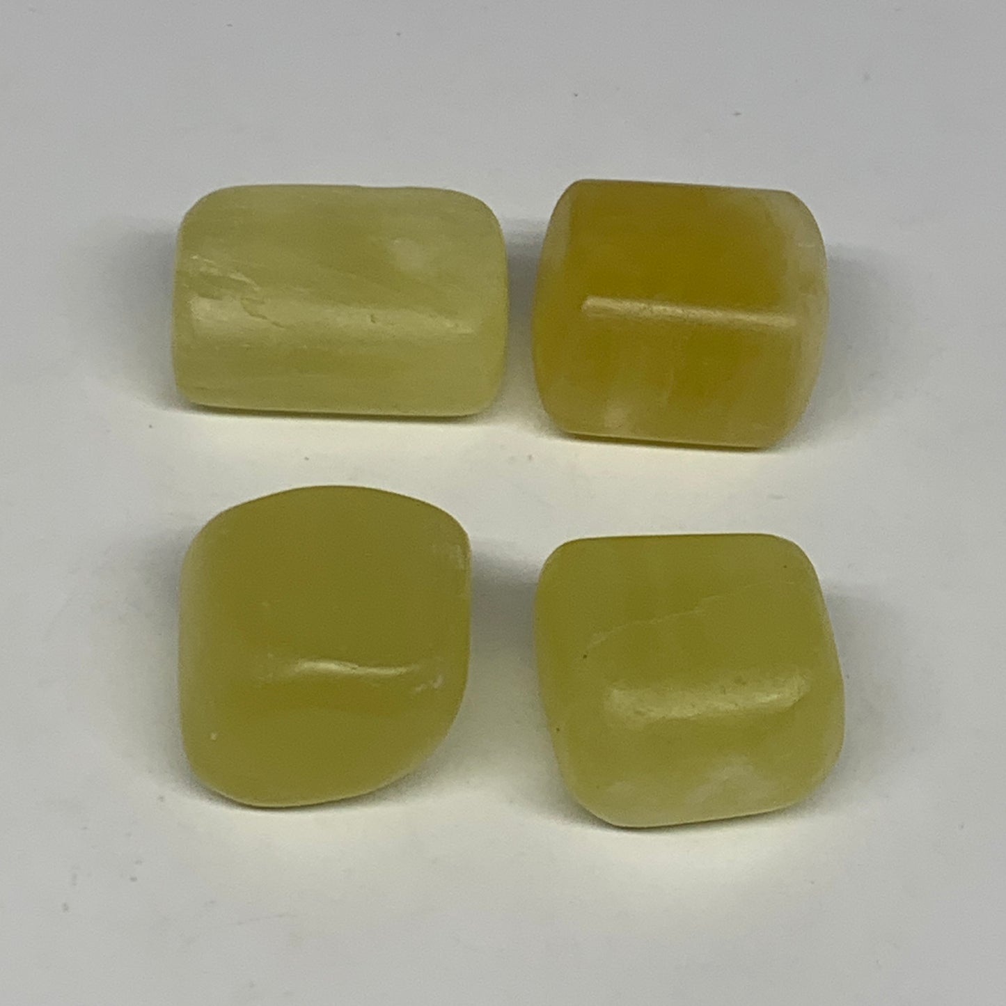 136.4g, 1.1"-1.4", 4pcs, Natural Lemon Calcite Tumbled Stones @Afghanistan, B267