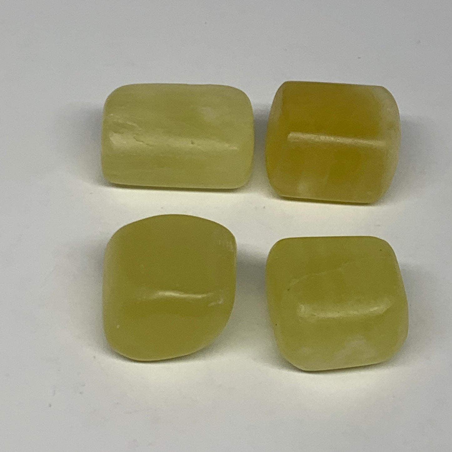 136.4g, 1.1"-1.4", 4pcs, Natural Lemon Calcite Tumbled Stones @Afghanistan, B267