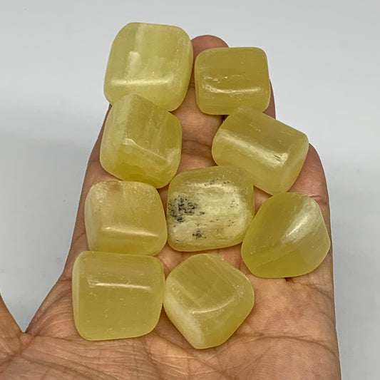150.5g, 0.8"-1", 9pcs, Natural Lemon Calcite Tumbled Stones @Afghanistan, B26770