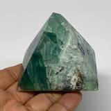 222.6g, 2"x2.4"x2.3" Natural Green Fluorite Pyramid Crystal Gemstone @Mexico, B1