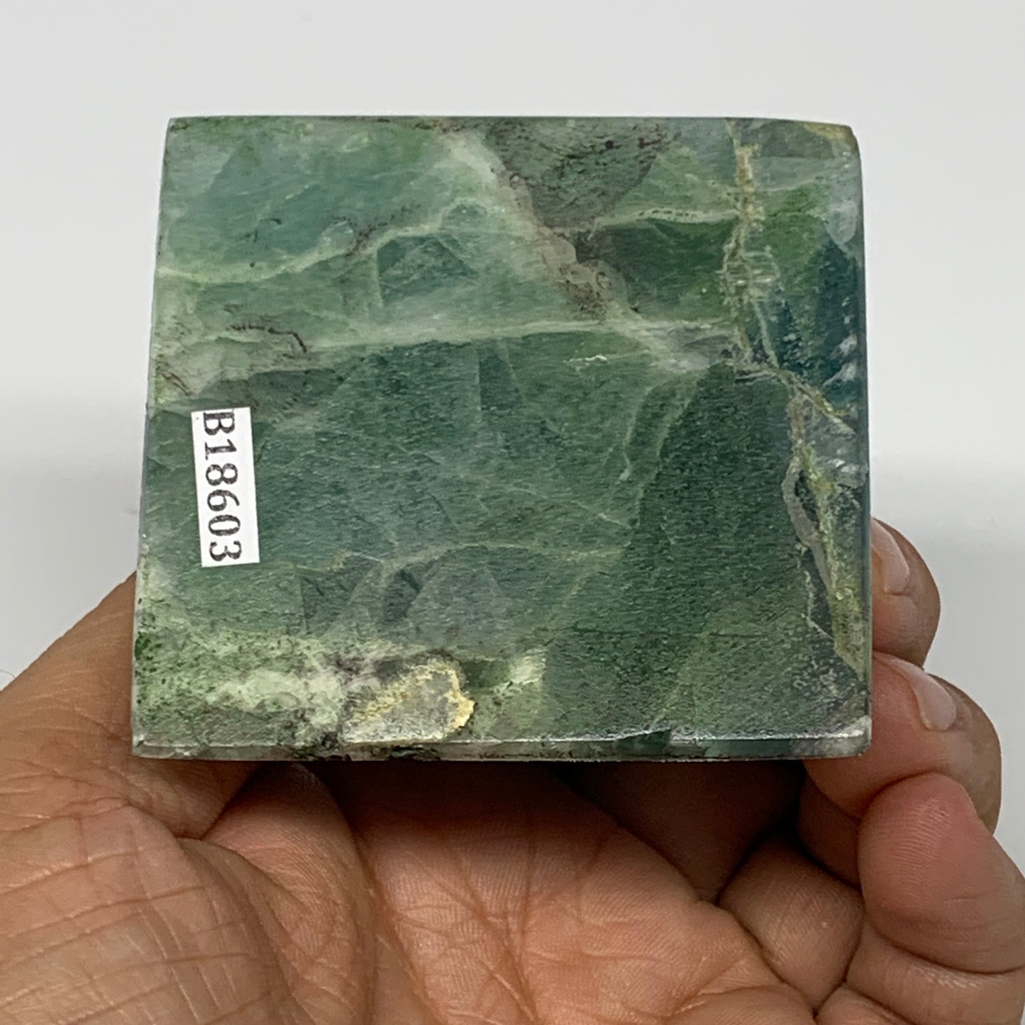 222.6g, 2"x2.4"x2.3" Natural Green Fluorite Pyramid Crystal Gemstone @Mexico, B1