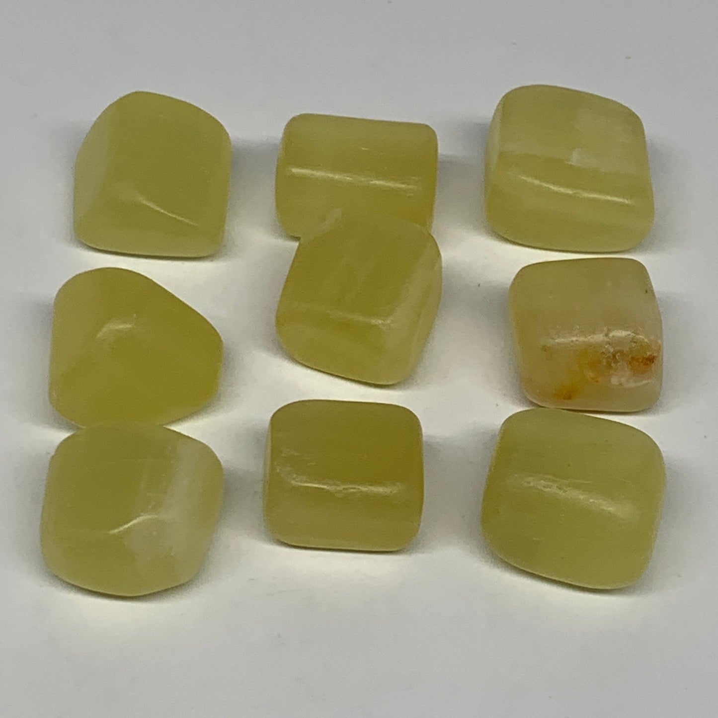150.5g, 0.8"-1", 9pcs, Natural Lemon Calcite Tumbled Stones @Afghanistan, B26770