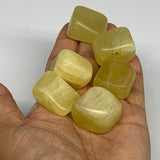 162.2g, 0.9"-1.2", 6pcs, Natural Lemon Calcite Tumbled Stones @Afghanistan, B267