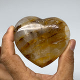 222.1g,2.6"x2.9"x1.3" Natural Orange Quartz Heart Crystal Reiki Energy,B3445