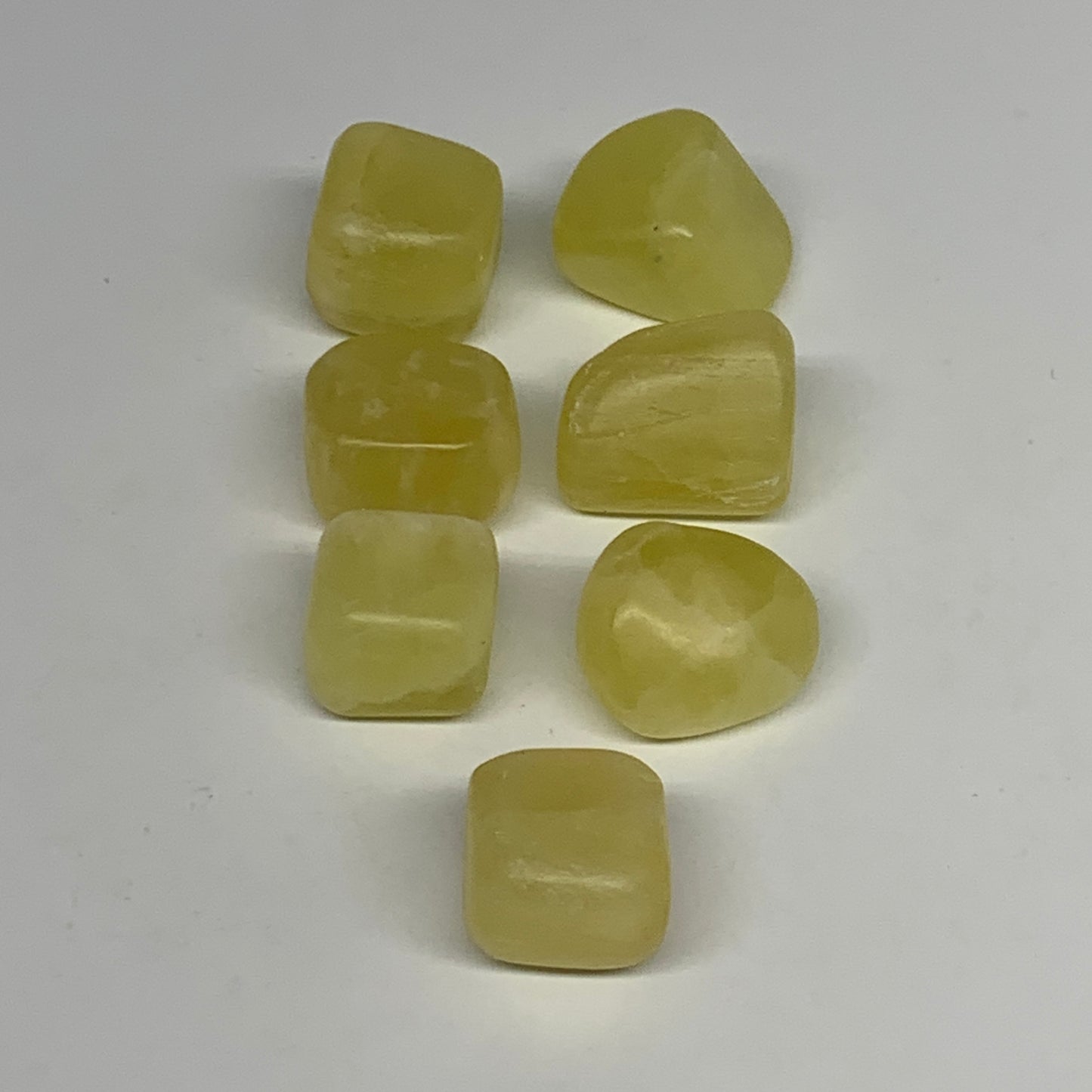 153.3g, 0.8"-1.1", 7pcs, Natural Lemon Calcite Tumbled Stones @Afghanistan, B267