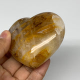 222.1g,2.6"x2.9"x1.3" Natural Orange Quartz Heart Crystal Reiki Energy,B3445