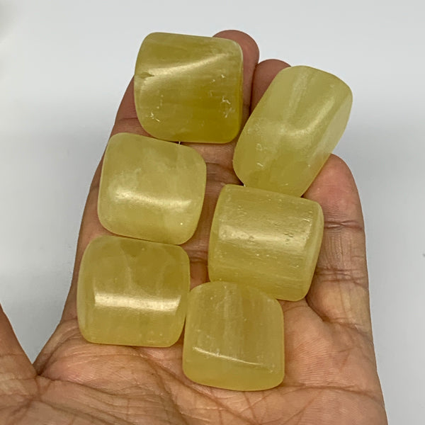164.7g, 0.9"-1.2", 6pcs, Natural Lemon Calcite Tumbled Stones @Afghanistan, B267