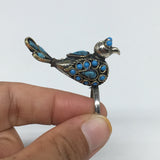 1.6"x0.6"Antique Turkmen Ring Bird Fashion Statement Blue Boho, 7.5,8.5,9,TR223