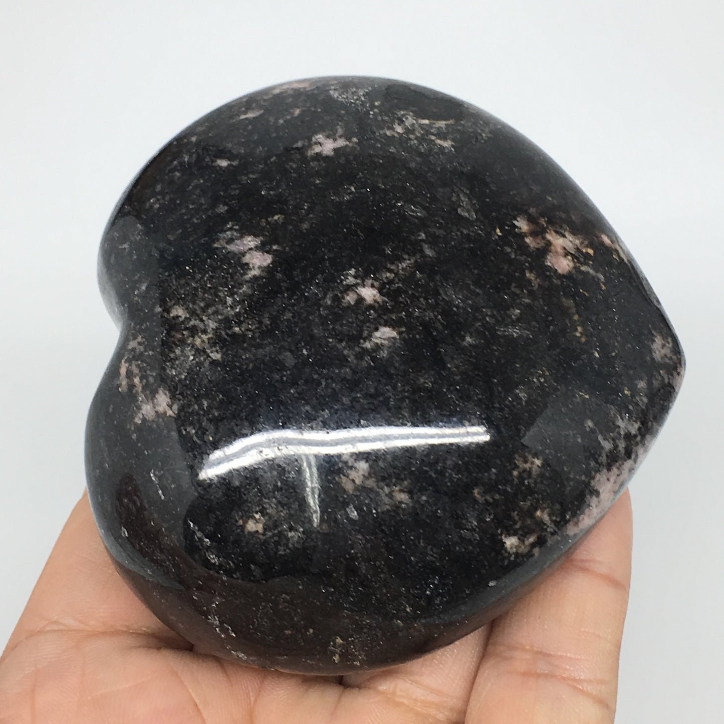 359.9g,3"x2.9"x1.6" Natural Rhodonite Heart Polished Healing Crystal,B401