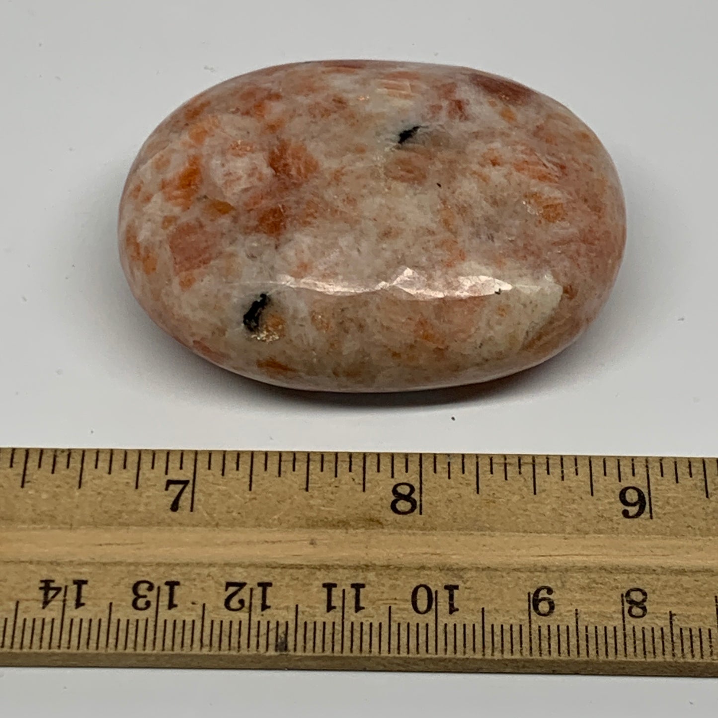 101.1g, 2.4"x1.7"x0.9", Natural Sunstone Palm-Stone Polished from India, B22006