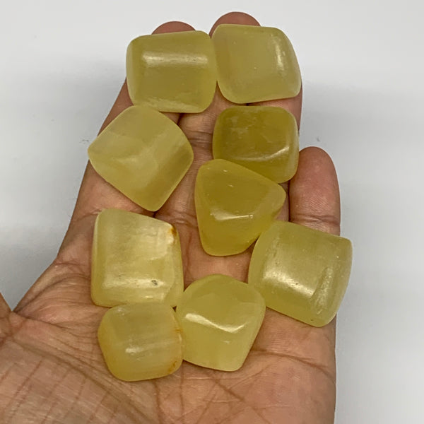 147.4g, 0.7"-1.1", 9pcs, Natural Lemon Calcite Tumbled Stones @Afghanistan, B267