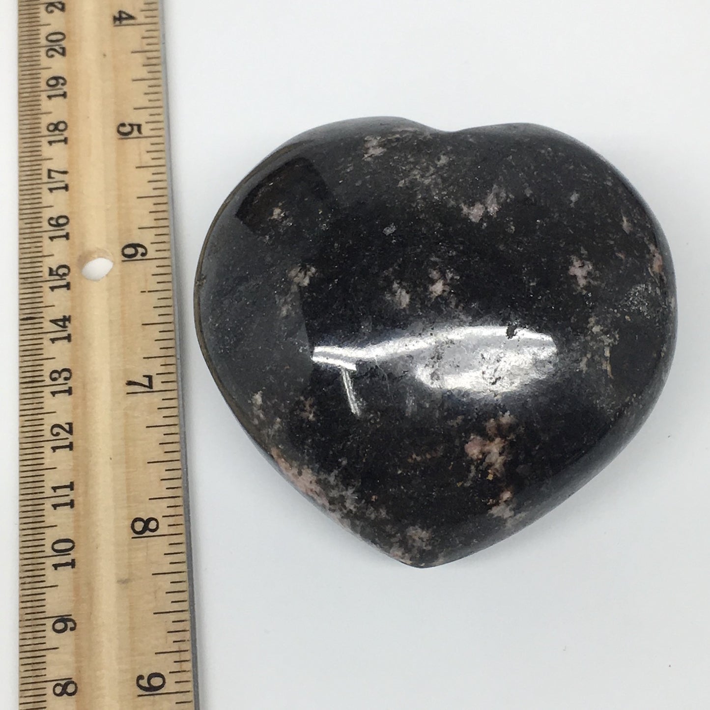 359.9g,3"x2.9"x1.6" Natural Rhodonite Heart Polished Healing Crystal,B401