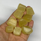 147.4g, 0.7"-1.1", 9pcs, Natural Lemon Calcite Tumbled Stones @Afghanistan, B267