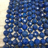 1 Strand,10mm-16mm, Facetted Round Lapis Lazuli Beads Strand @Afghanistan,16-18" - watangem.com
