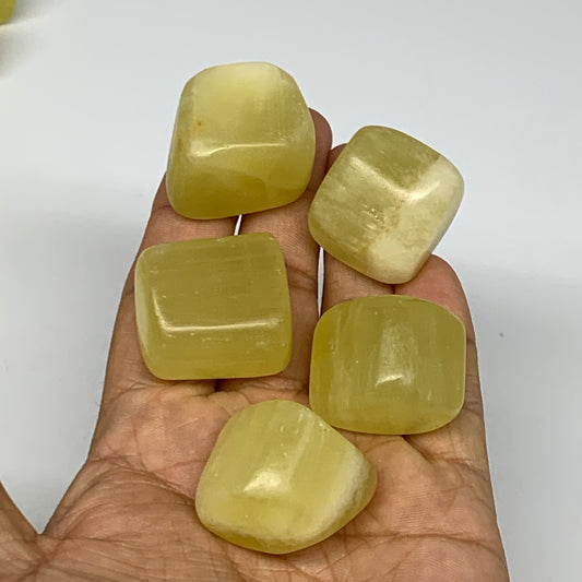 155.7g, 1"-1.2", 5pcs, Natural Lemon Calcite Tumbled Stones @Afghanistan, B26776