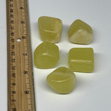 155.7g, 1"-1.2", 5pcs, Natural Lemon Calcite Tumbled Stones @Afghanistan, B26776