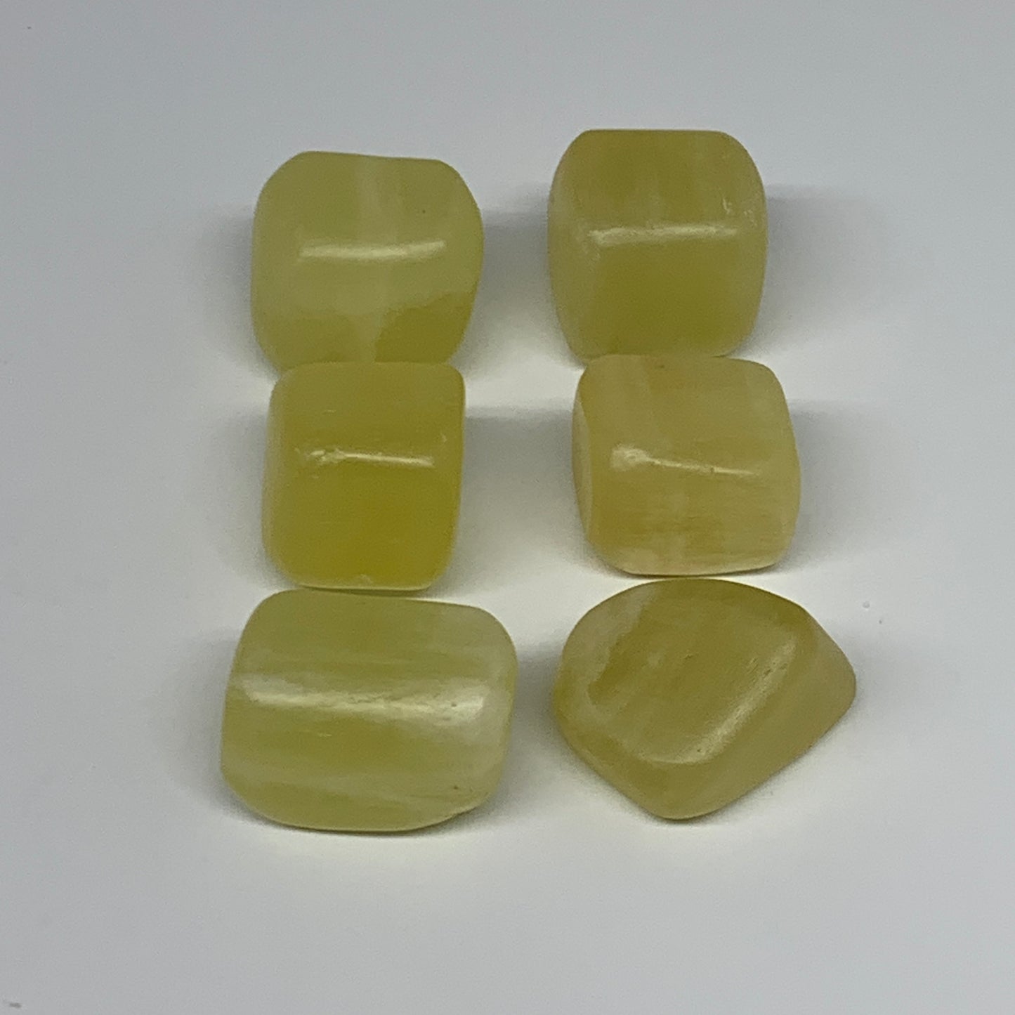 160.1g, 0.8"-1.2", 6pcs, Natural Lemon Calcite Tumbled Stones @Afghanistan, B267